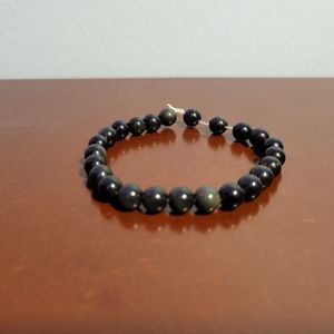 Obsidian Beaded Elastic Bracelet | Gradient Arts